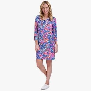 NWT Stella Parker Collection Paisley Shirt Dress Womens Small - Vibrant Colors